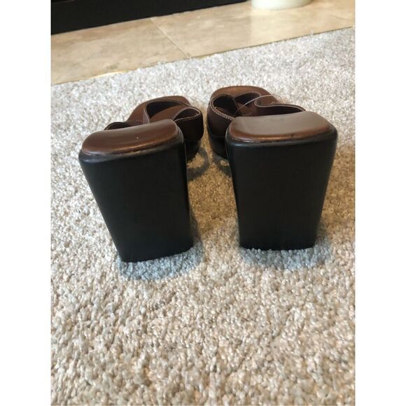 Diba East Women’s Brown Leather Open Toe Wedge Heel Size 8.5 - Picture 5 of 11